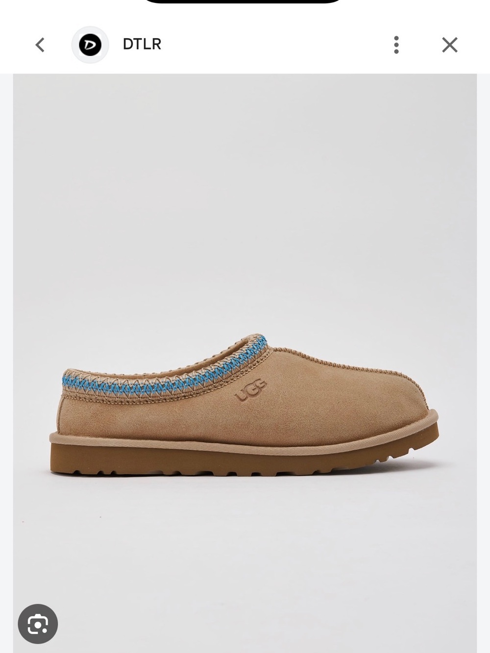 UGG Tasman Mule Suede Slipper — Chestnut with Blue Trim